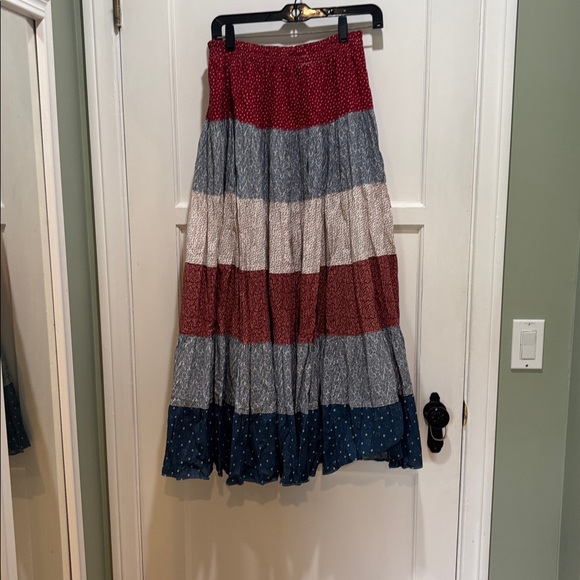 Vintage Hairston Roberson Tiered red white and blue prairie maxi skirt small - Picture 5 of 8